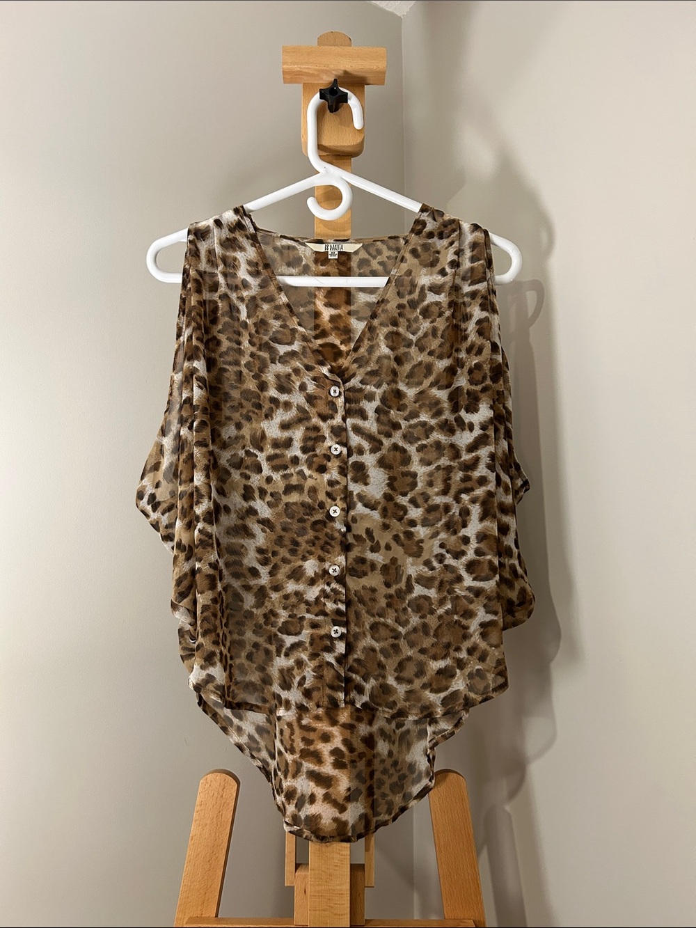 Y2K | BB Dakota | Sheer Leopard Butterfly Top | Size M